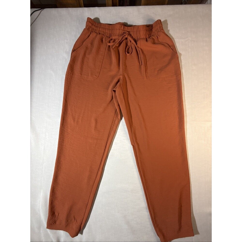 NYCC Women Orange Casual Pants M Elastic Waist/ Pockets